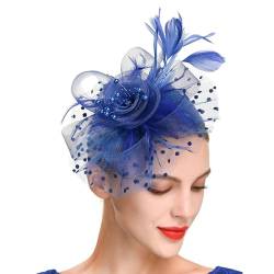 Smbcgdm Fascinator Hut Geschenk Metall Clip Frauen Tee Party Mesh Feder Stirnband Mode Accessoires Königsblau von Smbcgdm