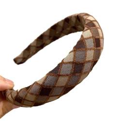 Smbcgdm Frauen Haar Hoop Lange Haare Kurze Haare Styling Plaid Stirnband Rutschfeste Frauen Zubehör Kaffee von Smbcgdm