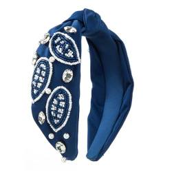 Smbcgdm Fußball-Stirnband, Strass, verziert, Damen, geknotet, Spieltag, Sport, Haarband, Kunstperlen, Strass, Blau von Smbcgdm