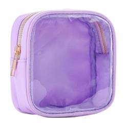 Smbcgdm Reise-Kultur-Organizer, transparent, Mini-Make-up-Tasche, transparent, mit Reißverschluss, PVC, wasserdicht, Geldbörse für Damen, violett, xxxs von Smbcgdm