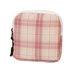 Smbcgdm Sanitär-Pad-Beutel-Checkered Muster Lagerung Helle Farbe Münzen Geldbörse Lippenstift Kopfhörer Fall Mädchen Versorgung, rose, xxxl von Smbcgdm