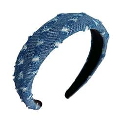 Smbcgdm Stirnband Einfarbig Retro Verstellbares Stirnband Kleidung Passende Ripped Blau von Smbcgdm