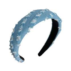 Smbcgdm Stirnband Einfarbig Retro Verstellbares Stirnband Kleidung Passende Zerrissen Hellblau von Smbcgdm
