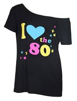 Smile Fish 80er Jahre Kleidung Damen Top ich Liebe 80er Jahre l?ssig ¨¹bergro?e Damen Retro Parteien T Shirt Top (Schwarz-7, X-Large) von Smile Fish