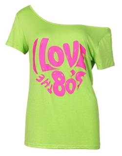 Smile Fish 80er Jahre Kleidung Damen Top ich Liebe 80er Jahre l?ssig ¨¹bergro?e Damen Retro Parteien T Shirt Top£¨Neon Green-3,L£© von Smile Fish