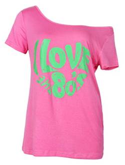 Smile Fish 80er Jahre Kleidung Damen Top ich Liebe 80er Jahre l?ssig ¨¹bergro?e Damen Retro Parteien T Shirt Top£¨Neon Pink-4,2XL£© von Smile Fish