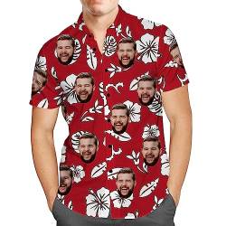 Personalisiert Herren Hawaiihemd mit Gesicht Foto Sommer Obst Floral Meer Urlaub Strand Aloha Shirt für Männer Ehemann Freund von Smile lab