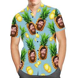 Personalisiert Herren Hawaiihemd mit Gesicht Foto Sommer Obst Floral Meer Urlaub Strand Aloha Shirt für Männer Ehemann Freund von Smile lab