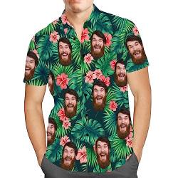 Personalisiert Herren Hawaiihemd mit Gesicht Foto Sommer Obst Floral Meer Urlaub Strand Aloha Shirt für Männer Ehemann Freund von Smile lab