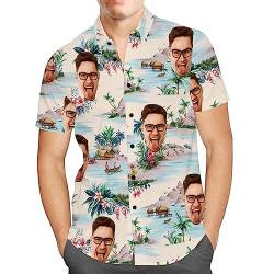 Personalisiert Herren Hawaiihemd mit Gesicht Foto Sommer Obst Floral Meer Urlaub Strand Aloha Shirt für Männer Ehemann Freund von Smile lab