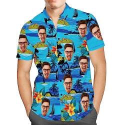 Personalisiert Herren Hawaiihemd mit Gesicht Foto Sommer Obst Floral Meer Urlaub Strand Aloha Shirt für Männer Ehemann Freund von Smile lab