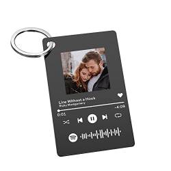 Personalisierte Musik Spotify Scan Code Schlüsselbund Anhänger mit Foto - Benutzerdefinierte Gravur Song mit Edelstahl Schlüsselbund für Paare Geschenke von Smile lab