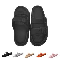 Smileader Cozyslides Original Badeschuhe Herren Damen EVA Super Weich Hausschuhe Slippers Rutschfest Dicke Sohle Badeschlappen Sommer Pantoletten Unisex 36-37EU Schwarz von Smileader