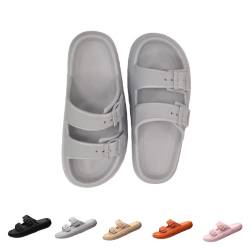 Smileader Cozyslides Original Badeschuhe Herren Damen EVA Super Weich Hausschuhe Slippers Rutschfest Dicke Sohle Badeschlappen Sommer Unisex Grau 38-39EU von Smileader