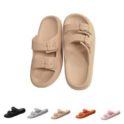 Smileader Cozyslides Original Badeschuhe Herren Damen EVA Super Weich Unisex Hausschuhe Slippers Rutschfest Dicke Sohle Badeschlappen Sommer Beige 36-37EU von Smileader