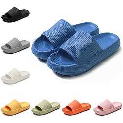 Smileader Damen Hauspantoffeln Herren Badeschuhe Hausschuhe Leichtgewicht EVA Anti-Rutsch Badelatschen Fuß Unterstützung Freizeitschuhe Dicke Original Cozy Slides Strand-Sandalen, Blau, 38/39 EU von Smileader