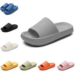 Smileader Damen Hauspantoffeln Herren Badeschuhe Hausschuhe Leichtgewicht EVA Anti-Rutsch Badelatschen Fuß Unterstützung schuhe Dicke Original Cozy Slides Slippers Strand-Sandalen, Grau, 40/41 EU von Smileader