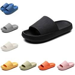 Smileader Damen Hauspantoffeln Herren Badeschuhe Hausschuhe Leichtgewicht EVA Anti-Rutsch Badelatschen Fuß Unterstützung schuhe Dicke Original Cozy Slides Slippers Strand-Sandalen, Schwarz, 40/41 EU von Smileader