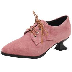 Smilice Damen Business Schuhe mit Spitzer Zehenpartie Schnürpumps (Rosa,43) von Smilice