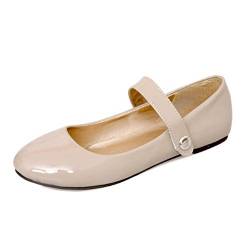 Smilice Damen Gemütlich Ballerinas Runde Zehe Übergrößen Flache Schuhe (Beige, 36 EU) von Smilice