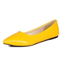 Smilice Damen Gemütlich Basic Flache Pumps Spitze Toe Übergrößen Flache Schuhe (Yellow, 38 EU) von Smilice