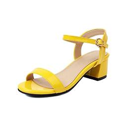 Smilice Damen Gemütlich Sandalen mit Blockabsatz Open Toe Schuhe Sommer(Gelb,41) von Smilice
