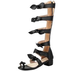 Smilice Gladiator-Sandalen mit Clip-Zehen für Damen mit Reißverschluss und Schleife Hinten (Schwarz,45) von Smilice