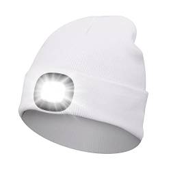 Sminiker Beanie Mütze mit Licht Unisex USB Wiederaufladbare Beanie Cap mit Licht Stirnlampe Beanie für Männer, Frauen, Teens von Sminiker