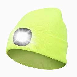 Sminiker Beanie Mütze mit Licht Unisex USB Wiederaufladbare Beanie Cap mit Licht Stirnlampe Beanie für Männer, Frauen, Teens von Sminiker