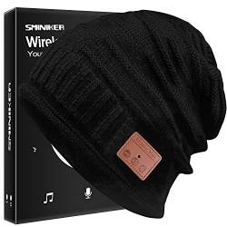 Sminiker Bluetooth Mütze mit V5.0 Winter Musik Hut Freisprecheinrichtung Kopfhörer Beanie waschbar Bluetooth Kopfhörer Hut mit Farbbox Verpackung für Männer & Frauen von Sminiker