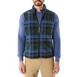 Smith's Workwear Herren Sherpa-Futter Plaid Micro Polarfleece Weste mit Reißverschlusstaschen, Jäger/Blau-470, XL von Smith's Workwear