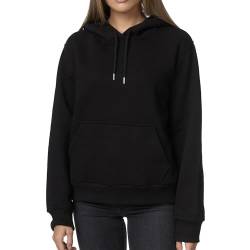 Smith & Solo Hoodie Damen – Kapuzenpullover Frauen Baumwolle Long, mit Kapuze Pullover Sweatshirt Rundhals, Slim Fit Freizeit Sport Langarmshirt, Training - Pulli Streetwear (L, Schwarz) von Smith & Solo