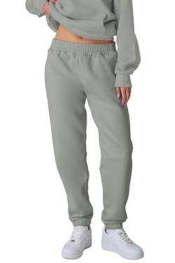 Smith & Solo Jogginghose Damen – Baumwolle Frauen Winter Sporthose, Laufhosen Fitness High Waist, Sweatpants Freizeithose Lang, Jogging Hose Trainingshose Warme Modern Grau/L von Smith & Solo