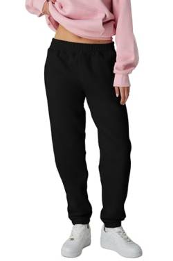 Smith & Solo Jogginghose Damen – Baumwolle Frauen Winter Sporthose, Laufhosen Fitness High Waist, Sweatpants Freizeithose Lang, Jogging Hose Trainingshose Warme Modern Schwarz/L von Smith & Solo