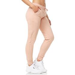 Smith & Solo Jogginghose Damen – Sporthose Frauen Baumwolle| Sweatpants Slim Fit Freizeithose Lang | Trainingshose Fitness High Waist – Jogger Laufhosen Modern Altrosa/S von Smith & Solo