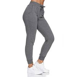 Smith & Solo Jogginghose Damen – Sporthose Frauen Baumwolle| Sweatpants Slim Fit Freizeithose Lang | Trainingshose Fitness High Waist – Jogger Laufhosen Modern Anthrazit/S von Smith & Solo