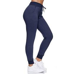 Smith & Solo Jogginghose Damen – Sporthose Frauen Baumwolle| Sweatpants Slim Fit Freizeithose Lang | Trainingshose Fitness High Waist – Jogger Laufhosen Modern Navy/M von Smith & Solo