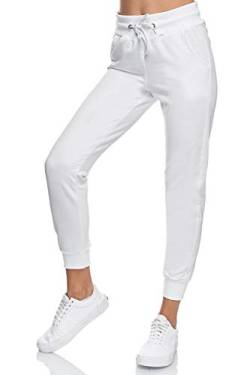 Smith & Solo Jogginghose Damen – Sporthose Frauen Baumwolle| Sweatpants Slim Fit Freizeithose Lang | Trainingshose Fitness High Waist – Jogger Laufhosen Modern Weiß/XS von Smith & Solo