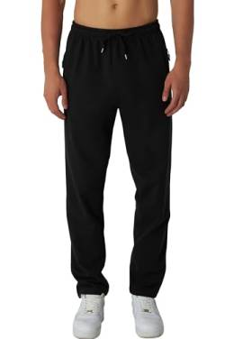 Smith & Solo Jogginghose Herren – Baumwolle Sporthose mit Reißverschlusstaschen Lang, Freizeithose Trainingshose, Sport Hosen Männer, Sweatpants Jogger, Laufhose Baumwoll (Schwarz, M) von Smith & Solo