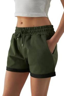 Smith & Solo Kurze Hose Damen - Shorts Sommer Hosen, Laufhose Kurz Sporthose, Trainingshose Sportshorts Women Laufshorts (Khaki, M) von Smith & Solo