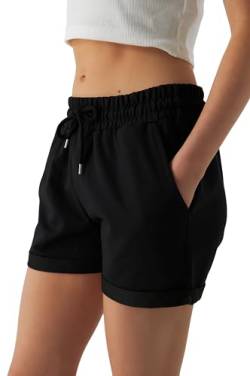 Smith & Solo Kurze Hose Damen - Shorts Sommer Hosen, Laufhose Kurz Sporthose, Trainingshose Sportshorts Women Laufshorts (Schwarz, L) von Smith & Solo