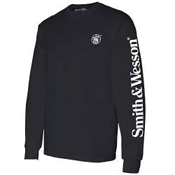Smith and Wesson Herren T-Shirt, Langarm mit Arm-Logo, offizielles Lizenzprodukt von S&W Bekleidung, Schwarz, XL von Smith & Wesson