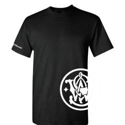 Smith & Wesson Offiziell lizenziertes Herren-T-Shirt aus 100 % Baumwolle, kurzärmelig, Rundhalsausschnitt, S&W Wrap-Around und Arm Logo Tee, Schwarz, XL von Smith & Wesson