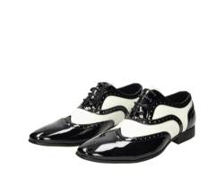 Smokies Herren Hochzeitsschuh George Synthetik klassischer Smokingschuhe Lack (41 EU, Schwarz/weiß) von Smokies