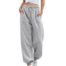 Jogginghose Damen Freizeit Boyfriend Sporthose Lang Yoga Hosen Hohe Taille Trainingsanzu Stoffhose Mit Taschen Leichte Bunt Drucken Joggpants Street-Style Sweatpants Baggy Freizeithose (Grey-C, M) von Snakell