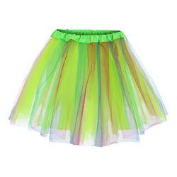 Röcke Damen Tüllrock Retro Hohe Taille Tutu Rock Elegant Ballettrock Tüll 50er Tutu Unterrock Blase Petticoat Tütü Minirock Elastischen Reifrock Karneval (B-F-Taille 50-110cm Rocklänge 40cm, One Size) von Snakell