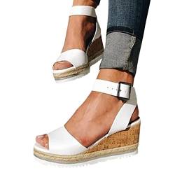 Sandalen Damen Boseucn Sandaletten Sommer Elegante Pantoletten Plateau Riemchen Abendschuhe Toe Atmungsaktive rutschfest Schuhe Mit Absatz Hausschuhe Slipper Orthopädische Keilsandalen von Snakell