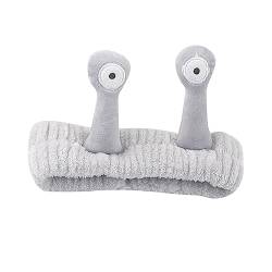 Schnecken Make Up Haarband Spa Stirnband Damen Kosmetik Stirnband für Gesichts Elastisch 3D Schnecken Haarband Kosmetik Make up Schönheit Hautpflege Weich Korallenrot Fleece (1-Grey, One Size) von Snakell