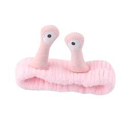 Schnecken Make Up Haarband Spa Stirnband Damen Kosmetik Stirnband für Gesichts Elastisch 3D Schnecken Haarband Kosmetik Make up Schönheit Hautpflege Weich Korallenrot Fleece (1-Pink, One Size) von Snakell