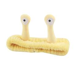 Schnecken Make Up Haarband Spa Stirnband Damen Kosmetik Stirnband für Gesichts Elastisch 3D Schnecken Haarband Kosmetik Make up Schönheit Hautpflege Weich Korallenrot Fleece (1-Yellow, One Size) von Snakell